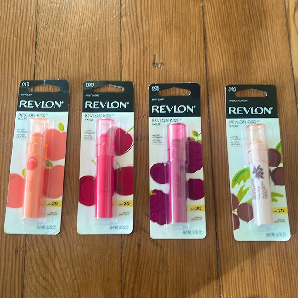 Revlon Balms Juicy Peach, Berry Burst, Sweet Cherry, Tropicalcal Coconut